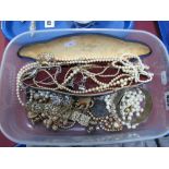 A Mixed Lot of Assorted Costume Jewellery, including imitation pearls, brooches, rings, novelty