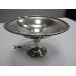 A Hallmarked Silver Pedestal Dish, with beaded edge, on circular pedestal base, 12cms diameter.