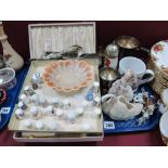 Assorted Plated Cutlery, including boxed fish knives and forks, plated mugs, collection of thimbles,