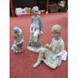 Lladro Figurines, yacht girl, eskimo and seated girl. (3)