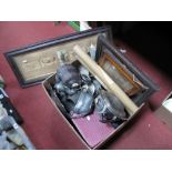 Quantity of Plated Ware, cased cutlery, photos, watercolours:- One Box, and WWI montage.