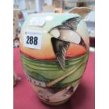 A Moorcroft Pottery Vase, decorated with the 'Trial' Swift design by Kerry Goodwin, shape 102/7,