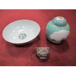 An Early XX Century Chinese Bowl, together with a Chinese ginger jar and cover (Jiangxi Jingdeshen