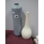 Poole Pottery Bottle Vase, in white impressed '697', 26.5cms high, Poole pottery cylindrical vase in