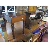 XIX Century Mahogany Commode, (lacking liner) and oak magazine rack. (2)