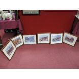A Set of Five Framed Terry Gorman Prints of Sheffield, Coles Corner, Cathedral, Banners of