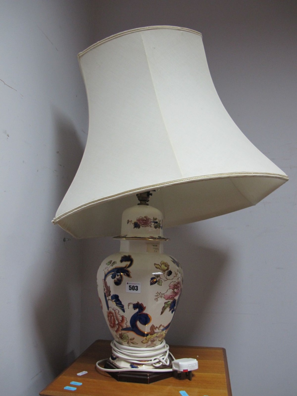 Mason Pottery Table Lamp, of octagonal form.