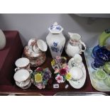 Caughley Mask-Head Jug, Staffordshire hexagonal vase and cover, Royal Stafford 'Old English