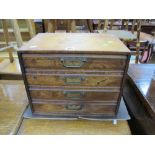 Early XX Century Oak Office Four Drawer Table Top File.