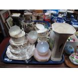 Doulton, Phoenix, Chinese and Delft Vases, Trentham and Arcopal teaware. One Tray