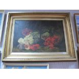 XIX Century School, Still Life Flowers, Oil on Canvas, 50.5 x 75.5cms, in gilt frame.