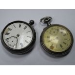 A Hallmarked Silver Cased Openface Pocketwatch, the white dial with black Roman numerals and seconds
