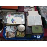 A Collection of Circa 1920's Postcards, storage tins including laxative chocolate, four square cut