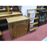 XIX Century Pine Wall Cabinet, with arched panel door; a waterfall rack. (2)