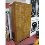 1920's Walnut Wardrobe, with twin doors, internal shelves.