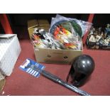 Reproduction Medieval Helmet, Indian leather head dress, wigs, temporary tatoo, shooting sticks:-