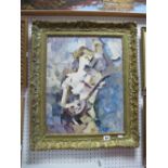 XX Century School, Impressionist Study of a Mandolin Player, Oil on Board, 49.5 x 39.5cms.