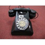 A Circa Mid XX Century Black Bakelite A.E.P Telephone, chrome finger plate, base plate stamped "