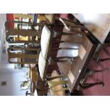 1920's Draw Leaf Dining Table, together with four Queen Anne style chairs, all having cabriole
