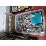 A Large Collection of Loose Electroplated Cutlery, etc:- One Box, and two cased knife sets, (3)