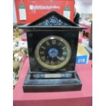 Late XIX Century Black Slate Cased Mantel Clock, gilt Roman numerals, John Bennett of Paris to black