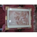 XIX Century School, Classical Figural Scene, Sepia Watercolour, 43.5 x 30.5cms.