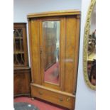 Early XX Century Inlaid Walnut Wardrobe, with mirrored door over single drawers.