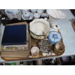 Cased Cutlery, plated toast rack, Wedgwood Jasperware, trinket box, XIX Century style Jardinere,