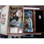 Brooches, Necklaces, Sekonda wristwatch, Kigu compact etc:- Two Boxes