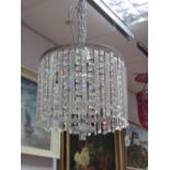 XX Century Chrome Ceiling Light, with faceted glass drops.