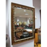 1920's Oak Rectangular Mirror, with applied gilt decoration.