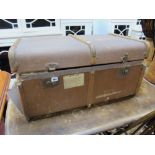 Early XX Century Brown Suitcase, with leather handles, internal tray.