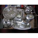 Assorted Plated Ware, including entree dish, teapots, muffin dish and cover, swing handled