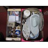 Boots Slipper Bed Pan, dinnerware, Guitar Legends items, resin figures, etc:- Two Boxes