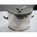 A Hallmarked Silver Canister/Caddy, (marks rubbed) of oval form with reeded edge, base 9cms wide.