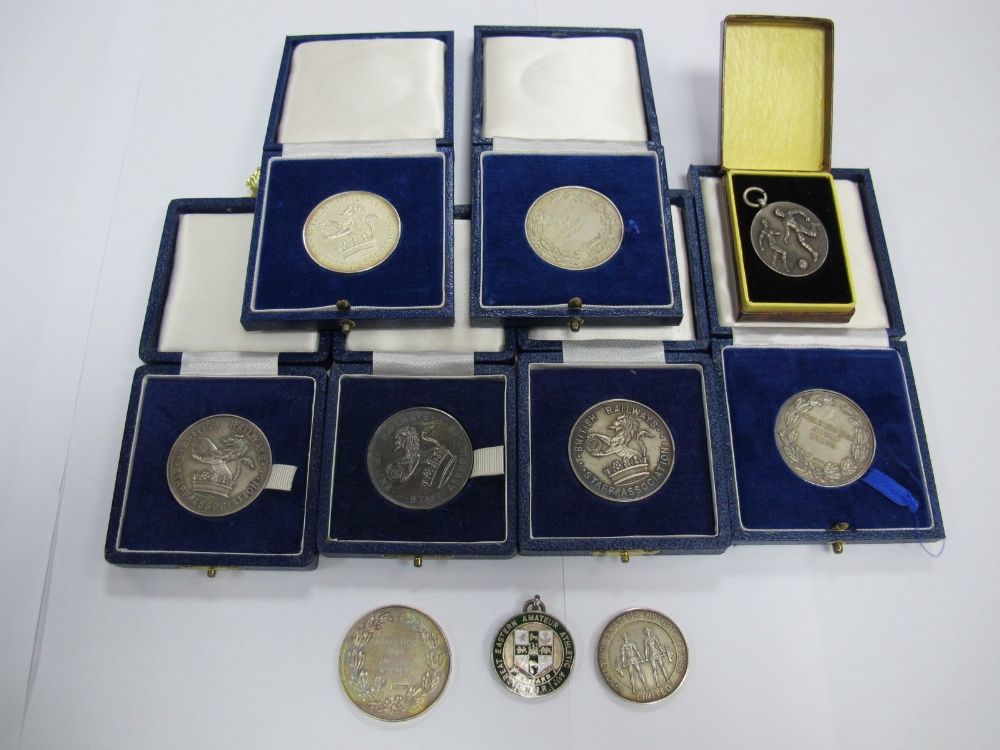 Silver Medallions - British Railways Staff Association, weight lifters, javelin etc:- (10)