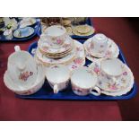 A Copeland Spode China Tea Service, printed and painted decoration of floral sprays, pattern Y