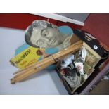 Needlework Improvements, easel, tapestry, etc:- One Box, Gillette card advertising sign.