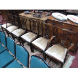 A Set of Six Chippendale Style Mahogany Dining Chairs, shaped cresting over pierced and scrolled