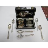 Six Hallmarked Silver Teaspoons, together with a set of six electroplated teaspoons in fitted case