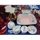 Crown Devon Chinoiserie Lustre Jug, Shorter bowl, Poole egg cup, Minton Marlow ware:- One Tray