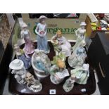 Porcelain Figure By Gianni of a Lady in a Pale Blue Dress, and other figures of ladies in