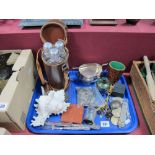 Travelling Drinks Set, in leather holder, coinage, medals, etc:- One Tray
