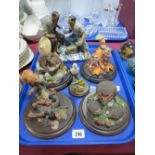 Seven Country Artists Figures, and Chinese ceramic group:- One Tray