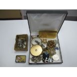 A Mixed Lot of Assorted Costume Jewellery, including chains, brooches, earrings, ring, compact,