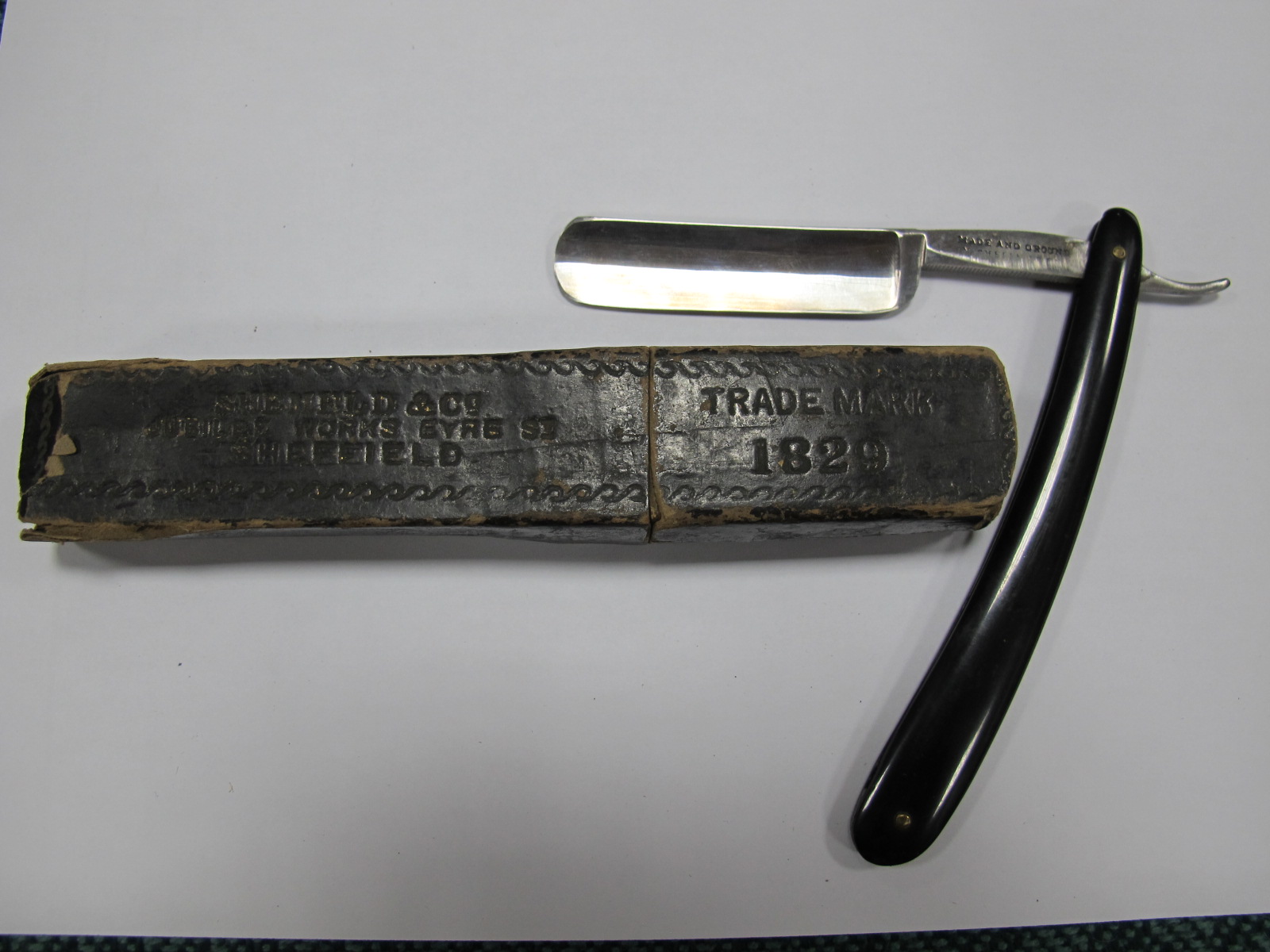 Five Mid XX Century Cutthroat Razors, varying designs (all cased), a pair of Huntly & Palmers - Image 4 of 11