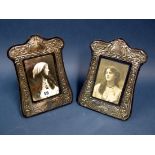 A Pair of Hallmarked Silver Mounted Photograph Frames, KFLd, London 1983, each on blue easel back,