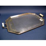A Hallmarked Silver Tray, Mappin & Webb, Sheffield 1936, of elongated octagonal form, between