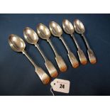 A Set of Six Hallmarked Silver Fiddle Pattern Spoons, J&JM Ld, Sheffield 1905, initialled "H", total