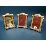 A Pair of Hallmarked Silver Mounted Photograph Frames, PJP, Birmingham 1985, each on dark red